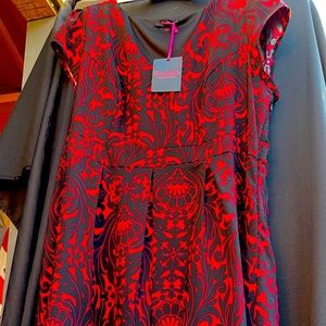 Simply Be black/red cocktail party dress.